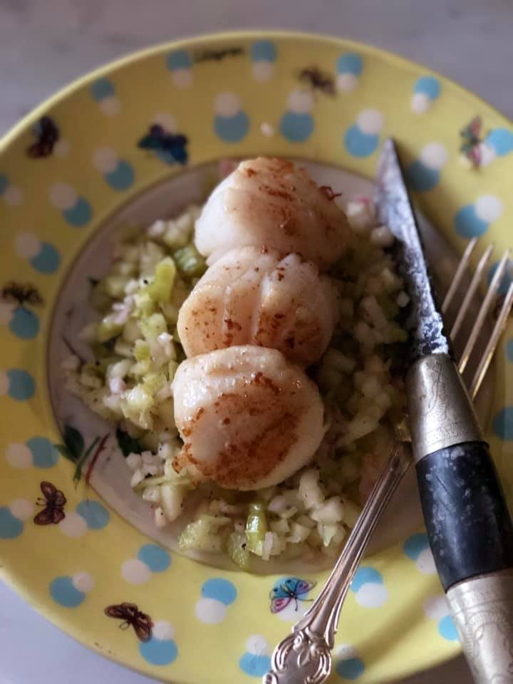 örrätt, recept, Bratt, pilgrimsmusslor, sallad